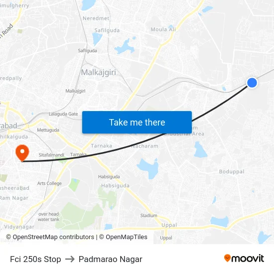 Fci 250s Stop to Padmarao Nagar map
