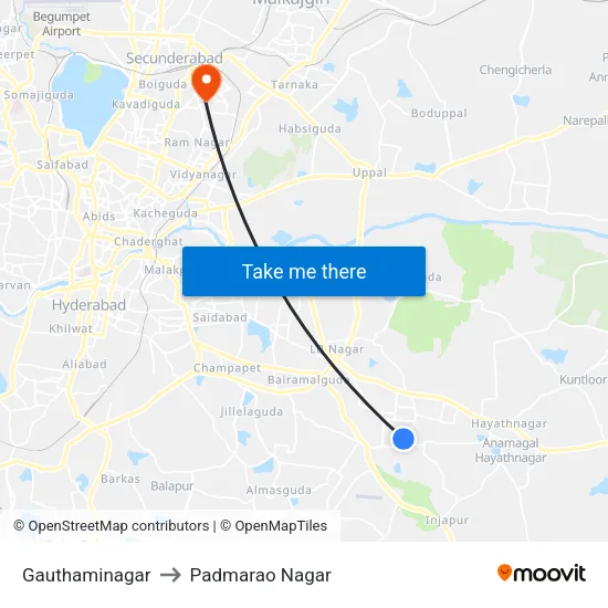 Gauthaminagar to Padmarao Nagar map