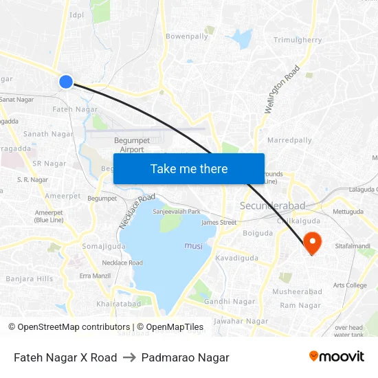 Fateh Nagar X Road to Padmarao Nagar map