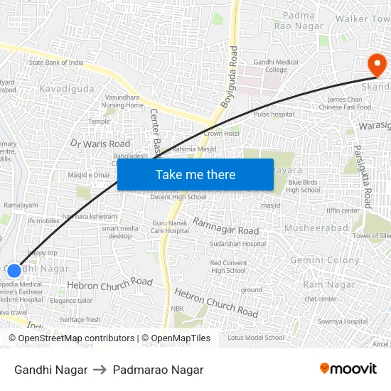 Gandhi Nagar to Padmarao Nagar map