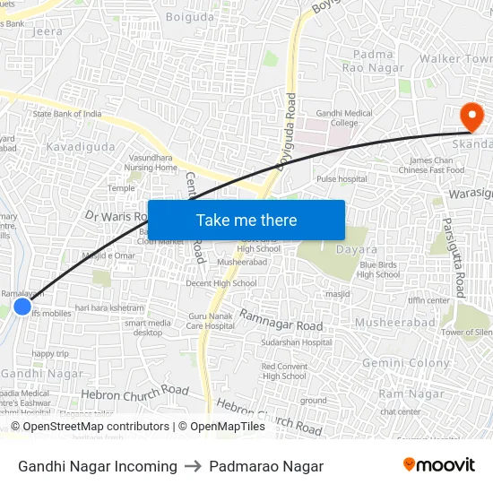Gandhi Nagar Incoming to Padmarao Nagar map