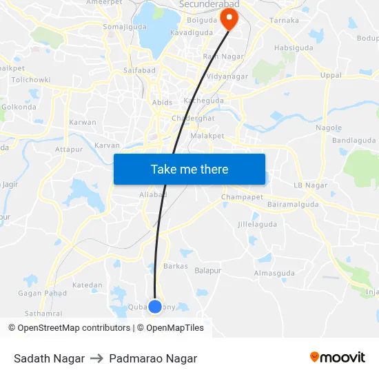Sadath Nagar to Padmarao Nagar map