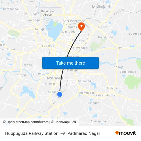 Huppuguda Railway Station to Padmarao Nagar map