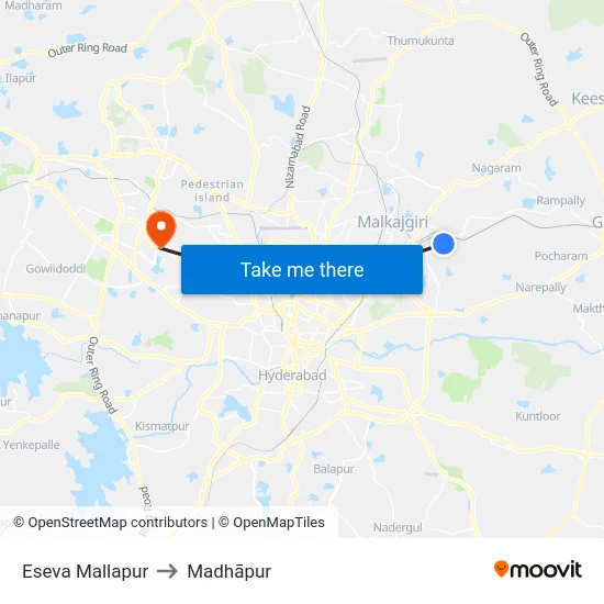 Eseva Mallapur to Madhāpur map