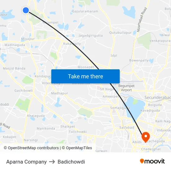 Aparna Company to Badichowdi map