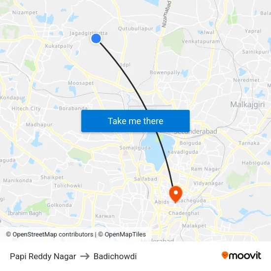 Papi Reddy Nagar to Badichowdi map