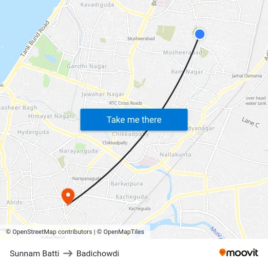 Sunnam Batti to Badichowdi map