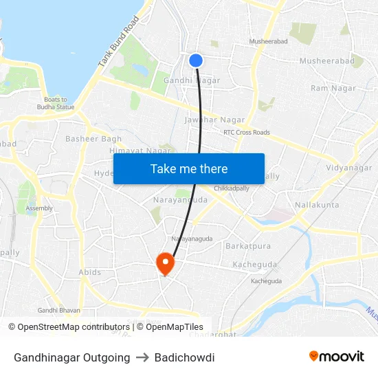 Gandhinagar Outgoing to Badichowdi map