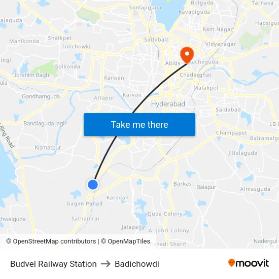 Budvel Railway Station to Badichowdi map