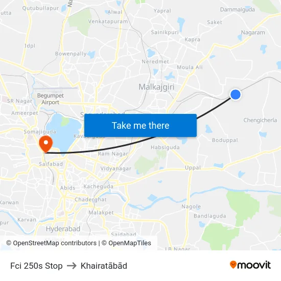 Fci 250s Stop to Khairatābād map