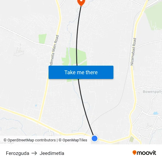 Ferozguda to Jeedimetla map