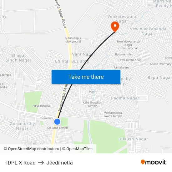 IDPL X Road to Jeedimetla map