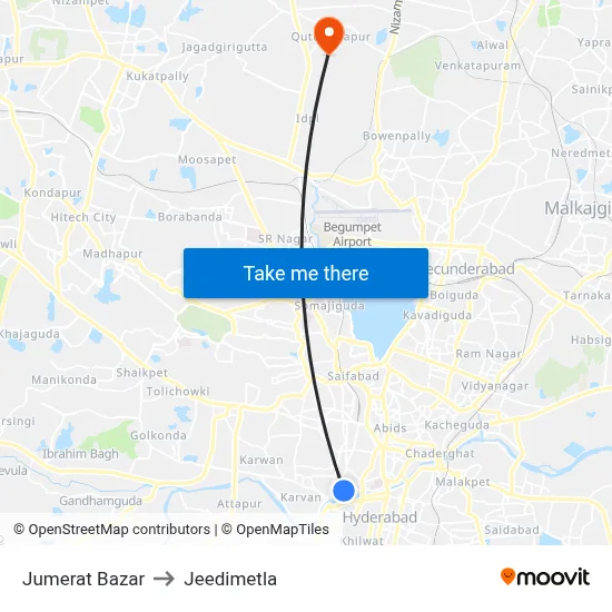 Jumerat Bazar to Jeedimetla map