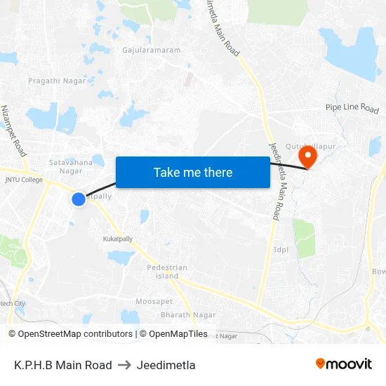 K.P.H.B Main Road to Jeedimetla map