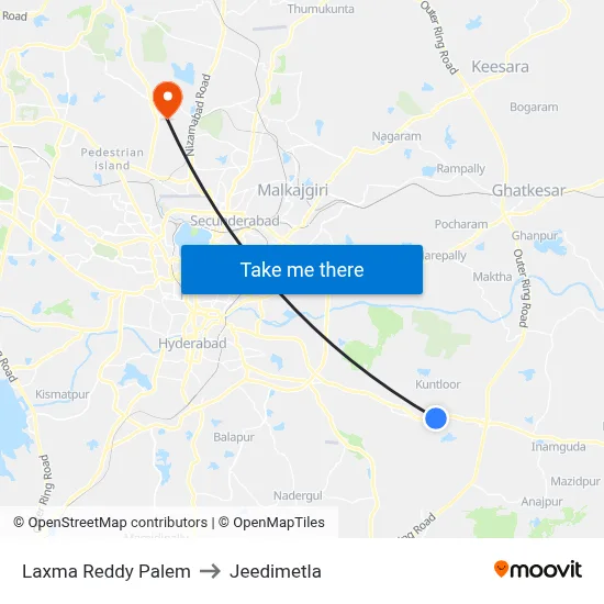 Laxma Reddy Palem to Jeedimetla map