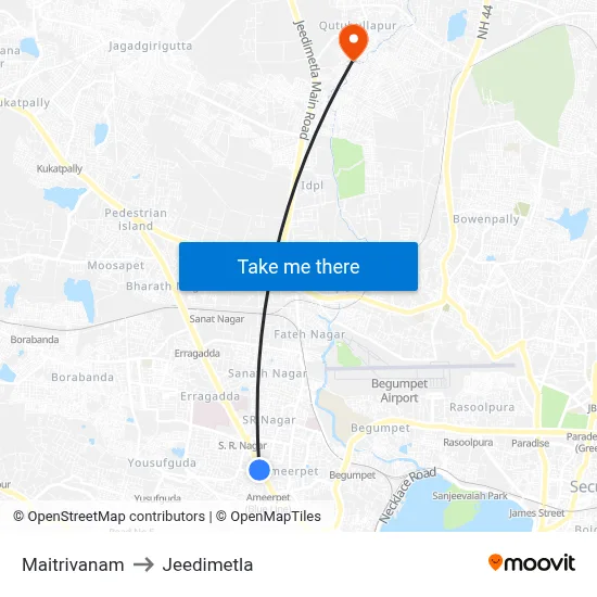 Maitrivanam to Jeedimetla map