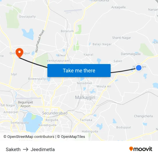 Saketh to Jeedimetla map