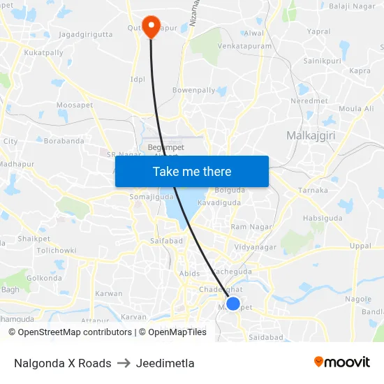 Nalgonda X Roads to Jeedimetla map