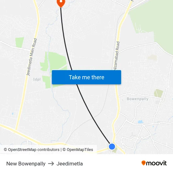 New Bowenpally to Jeedimetla map