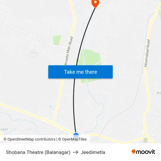Shobana Theatre (Balanagar) to Jeedimetla map