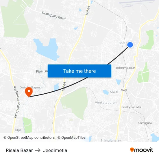 Risala Bazar to Jeedimetla map