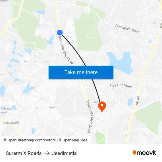 Surarm X Roads to Jeedimetla map