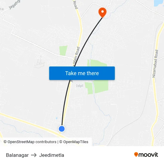 Balanagar to Jeedimetla map