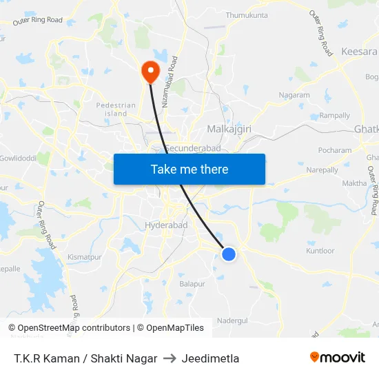 T.K.R Kaman / Shakti Nagar to Jeedimetla map