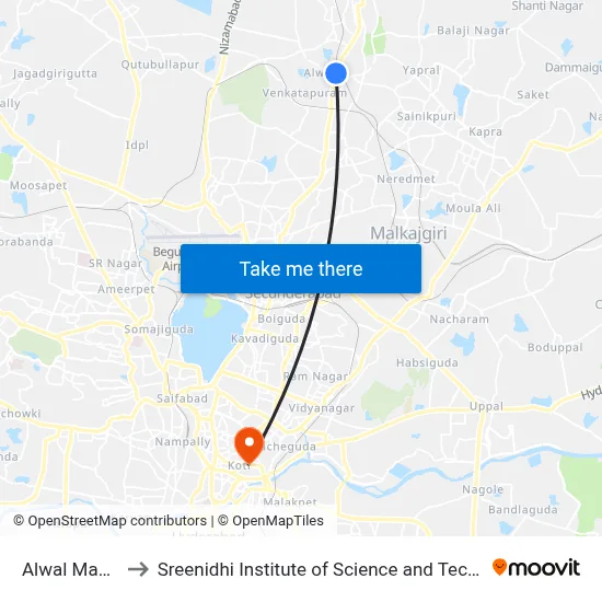 Alwal Mandal to Sreenidhi Institute of Science and Technology map