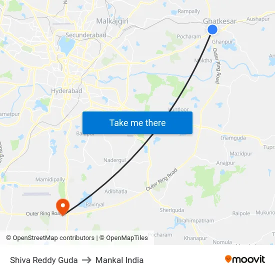 Shiva Reddy Guda to Mankal India map
