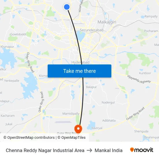 Chenna Reddy Nagar Industrial Area to Mankal India map