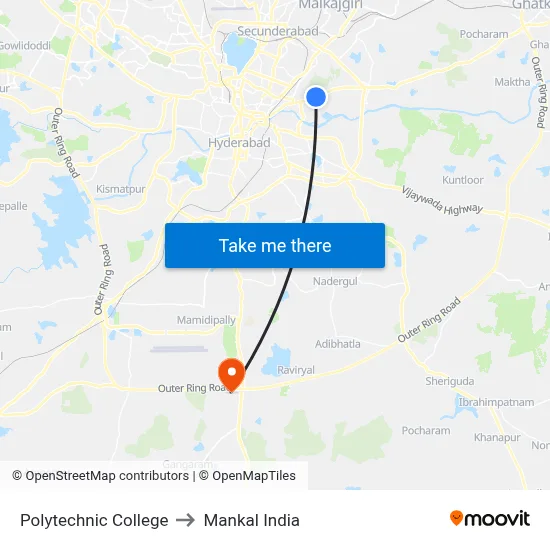 Polytechnic College to Mankal India map