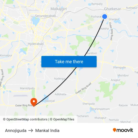 Annojiguda to Mankal India map