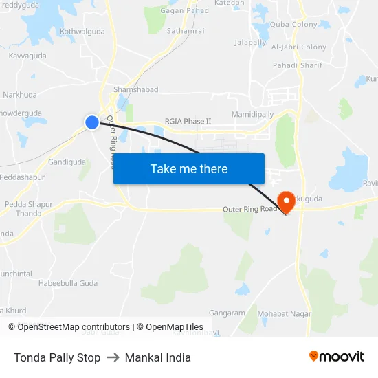 Tonda Pally Stop to Mankal India map