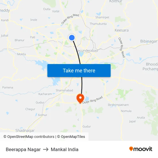 Beerappa Nagar to Mankal India map