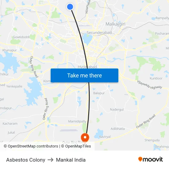 Asbestos Colony to Mankal India map