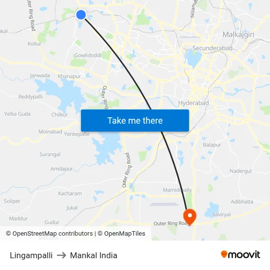 Lingampalli to Mankal India map
