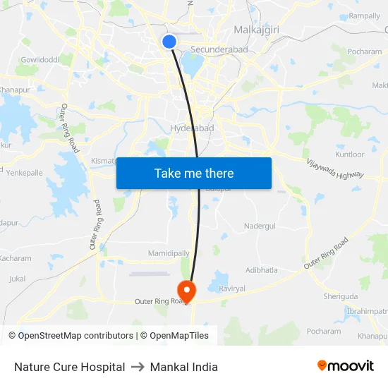 Nature Cure Hospital to Mankal India map