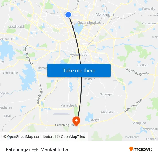 Fatehnagar to Mankal India map