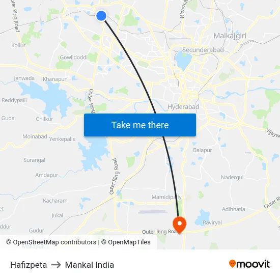 Hafizpeta to Mankal India map