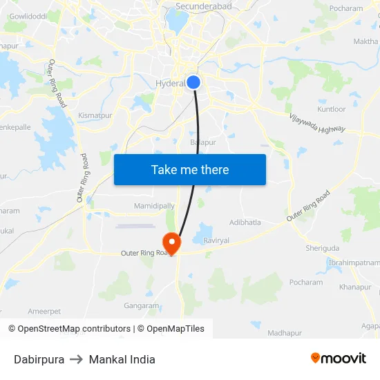 Dabirpura to Mankal India map