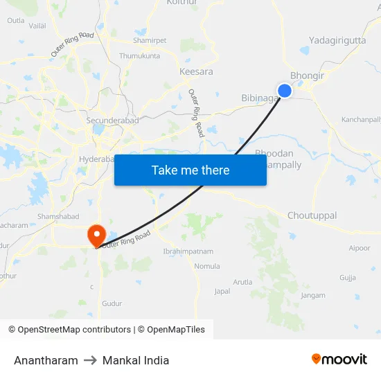 Anantharam to Mankal India map