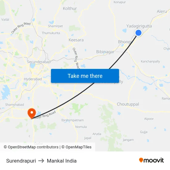Surendrapuri to Mankal India map