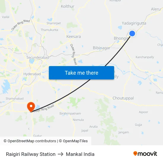 Raigiri Railway Station to Mankal India map