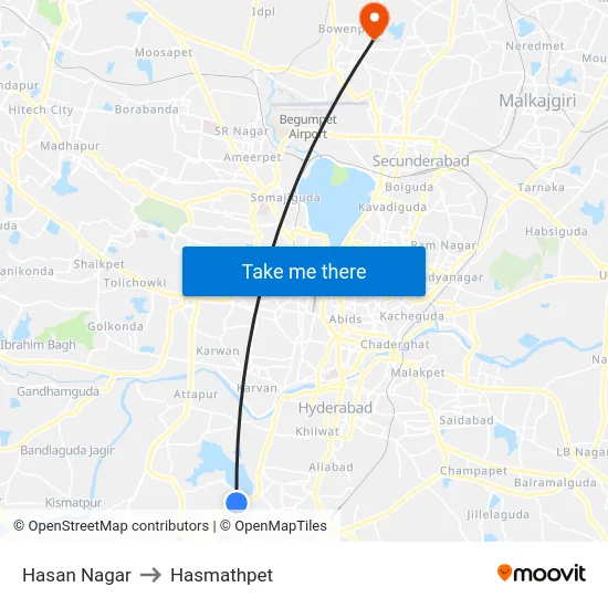 Hasan Nagar to Hasmathpet map
