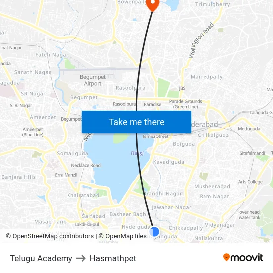 Telugu Academy to Hasmathpet map