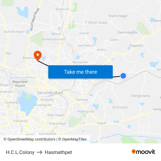 H.C.L.Colony to Hasmathpet map