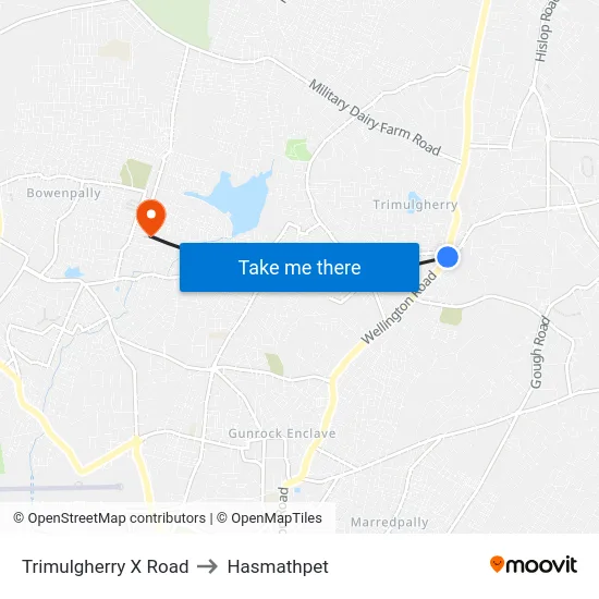 Trimulgherry X Road to Hasmathpet map