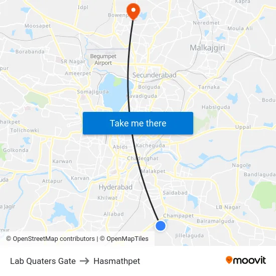 Lab Quaters Gate to Hasmathpet map