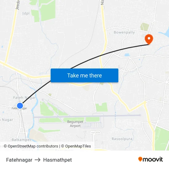 Fatehnagar to Hasmathpet map